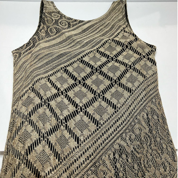 BEAUTIFUL Vintage Harlow 10 Knit Crochet Fringed Lace Stretchy Tank Maxi Dress - Picture 3 of 11